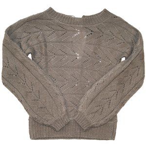 Moon & Madison Grey Knit Long Sleeve Tie Up Back Detail Sweater Top